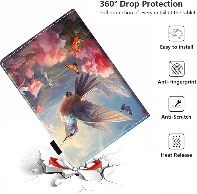 Case for Amazon Kindle Fire HD 10 Tablet 10.1 (9th/7th Generation 2019/2017 Release) - PU Leather Folio Case with Smart Auto Wake/Sleep African American Girl