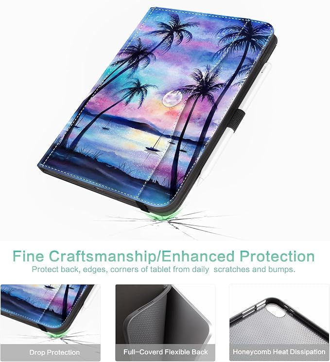 Lokigo Case for iPad (A16) 11th/10th Generation Aurora Forest | for iPad 11th-11 Inch/10th-10.9 Inch Stand Cover Pencil Holder/Hand Strap/Pocket Support Touch ID Auto Wake/Sleep