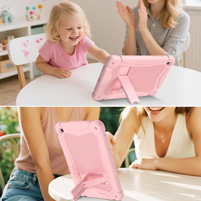Shockproof Case for Samsung Galaxy Tab A11 Plus 11 inch 2026 with Built-in Kickstand 3 Layers Heavy Duty Protection Cover for Tab A9+ 10.9 2023 Blush Pink