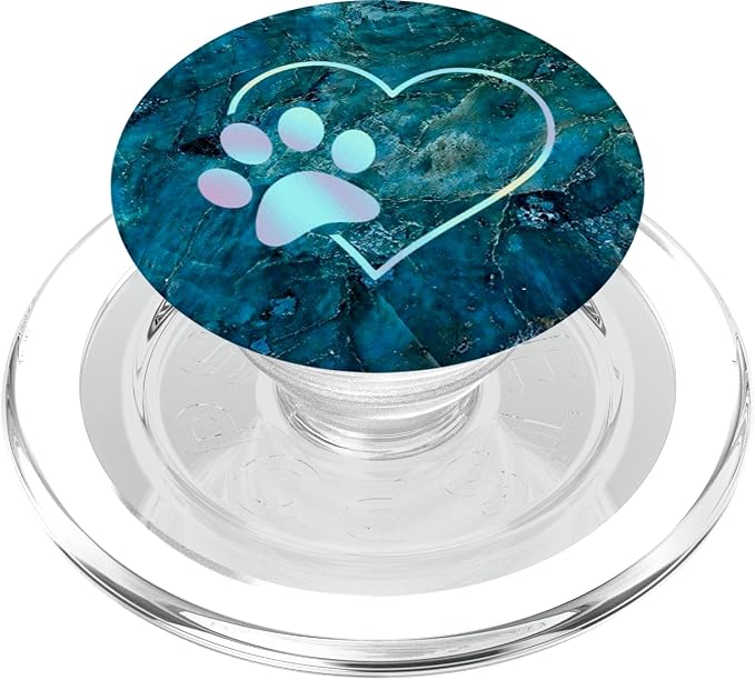 Rainbow Paw Print Heart Dog Cat Blue PopSockets Adhesive PopGrip