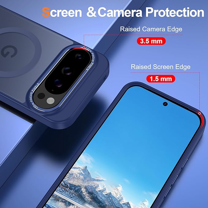 Magnetic for Google Pixel 10 Pro XL Case, [Military Grade Drop Protection] [Compatible with MagSafe] Shockproof Slim Translucent Matte Anti-Slip for Women Girls Men Case, Dark Blue