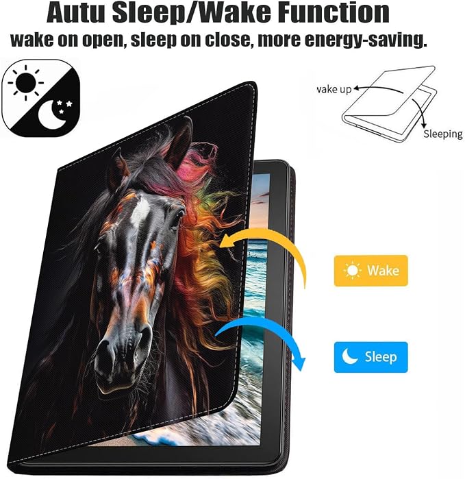 Case for Samsung Galaxy Tab A9 Plus 11 Inch 2023 Model (SM-X210/X216/X218) Premium PU Leather Stand Folio Cover with Auto Sleep/Wake Abstract Colorful Dog