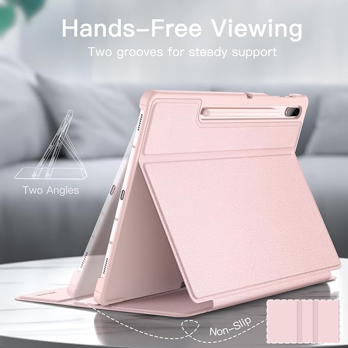 JETech Folio Case for Samsung Galaxy Tab S8 Plus/S7 FE/S7 Plus 12.4 Black | For 2022/2021/2020 Model Multi-Angle Stand Cover S Pen Holder Slim Protective Cover Auto Wake/Sleep