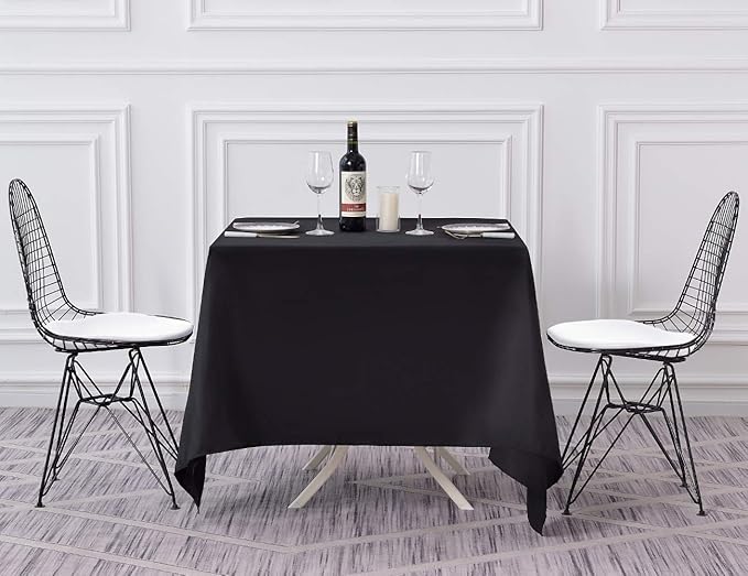 Surmente Black Square Tablecloth-52x52 Inch Table Cloth for Small Square Tables,Washable Polyester Table Cover for Weddings, Banquets, or Restaurants