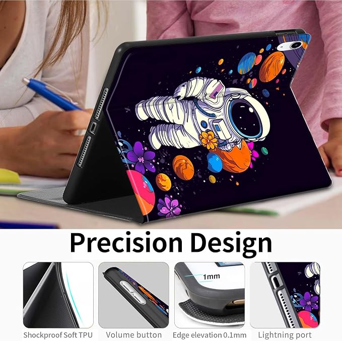 Case for iPad (A16) 11th Generation 11 Inch (2025)iPad 10th Generation 10.9 Inch (2022)PU Leather Slim Standing Smart Coverwith Auto Sleep/WakeBall on Fire