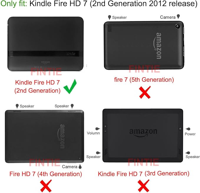 Fintie Folio Case for Kindle Fire HD 7 2nd Gen 2012 Black | Slim Fit PU Leather Folding Stand Cover with Pen Holder Auto Sleep/Wake