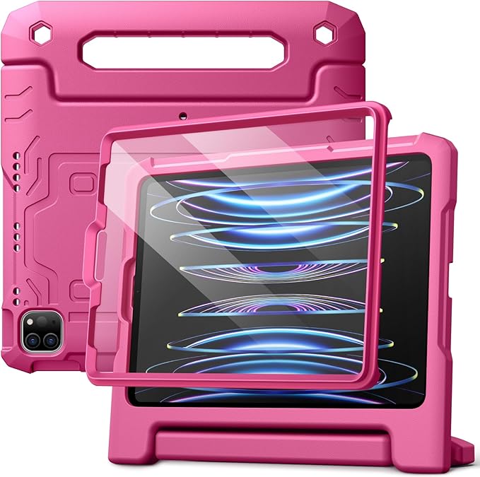 JETech Kids Case for iPad 6th/5th Gen 9.7 (2018/2017) Black | Built-in Screen Protector 360° Rotating Handle Stand Shockproof Full-Body Protection Kid-Friendly Design