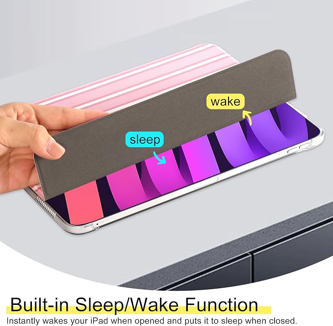 for iPad Air 11-inch M4 2026 M3 2025 M2 2024 iPad Air 5th 2022 / 4th Gen 2020 10.9-inch Slim Foldable Stand Hard PC Translucent Back Shell Smart Cover - [Auto Wake/Sleep]-Black Polka dots