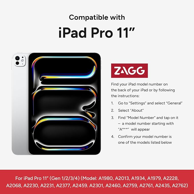 ZAGG Denali iPad 10.2-Inch Case - Ultra-Durable Eco-Friendly Drop-Resistant with Snap-On Screen Protector &amp Infinity Angle Stand Compatible with 7th-9th Gen Black