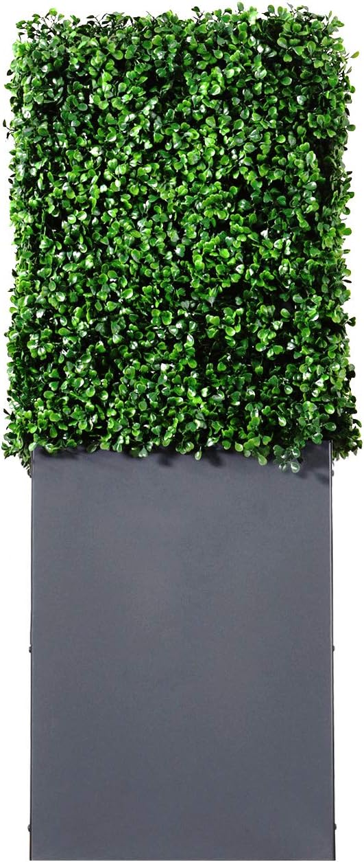 AGPL Upgraded Artificial Boxwood Hedge Wall with Gray Color Planter Box (33.5" Height 48" Width 12" Deep) …Outdoor and Indoor Panels for Patio,Balcony,Restaurant,Garden,Party Décor