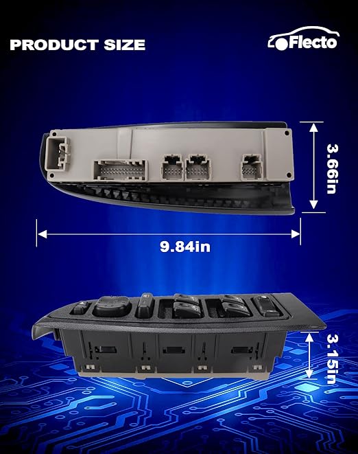 Flecto 15883319 Master Power Window Switch Driver Side with Folding Mirror, Compatible with Cadillac Escalade ESV/EXT & Chevy Silverado, Tahoe, Suburban & GMC Sierra, Yukon & Hummer H2, (2003-2006)