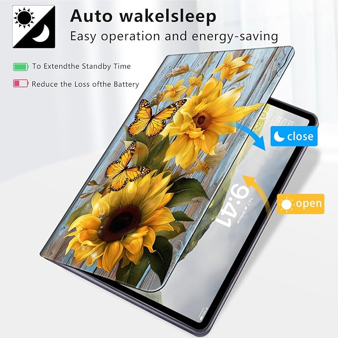 Case for iPad Air 11-inch (M4 2026 / M3 2025 / M2 2024) iPad Air 5th/4th Gen (2022/2020) 10.9 Slim PU Leather Folio Stand &amp Auto Sleep/Wake Protective Smart Cover Tree Fluorescent