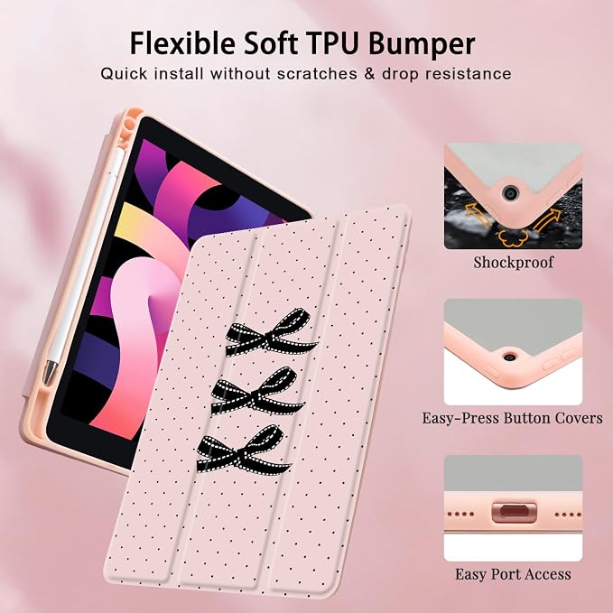 Joyland Brown Leopard Floral for iPad 6th/5th Generation 9.7 Inch 2018/2017Air 2/Air 1 CaseBuilt-in Pencil Holder with Shockproof Cover Transparent Back Shell Auto Wake/SleepBlack