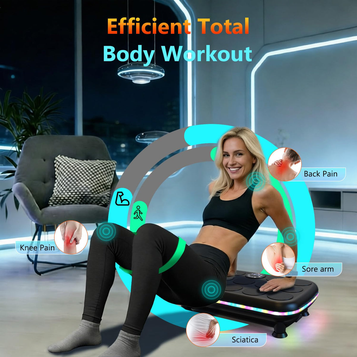 AXV Vibration Plate Fitness Platform Exercise Machine Vibrating Shaking Full Body Shaker Workout Vibrate Stand Shake Board Sport for Weight Loss Fat Burner for Gym Home Office