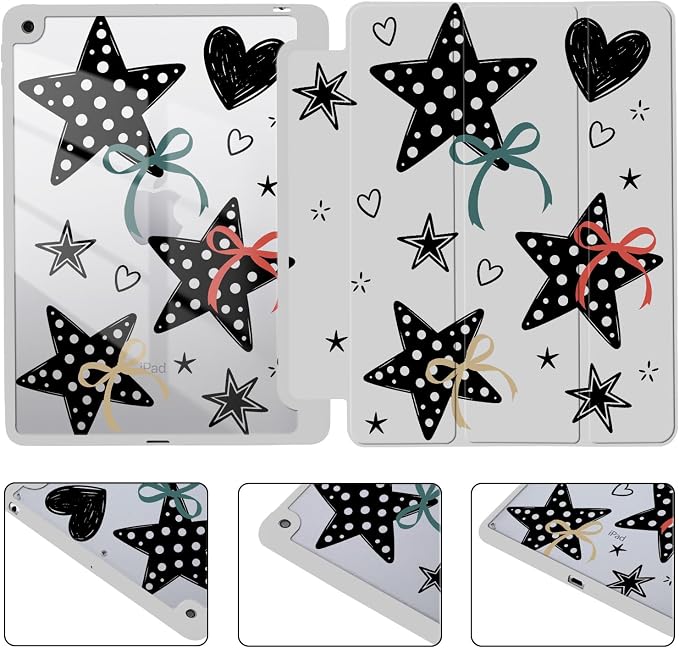 Joyland Leopard Print for iPad 10th Generation Case 10.9 inch 2022/iPad (A16) 11th Gen 11 2025Built-in Pencil Holder with Shockproof Cover Clear Transparent Back Shell Auto Wake/SleepBlack