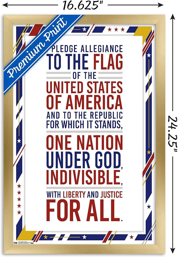 Trends International The United States Of America - Pledge Of Allegiance Wall Poster, 14.725" x 22.375", Gold Framed Version