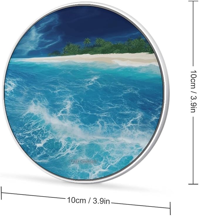 Tropical Ocean Beach Theme Wireless Charger Fast Charging Pad | Anti-Slip Qi Certified Wireless Charging Pad for All Phones with Wireless Charging Function for Home Office Travel