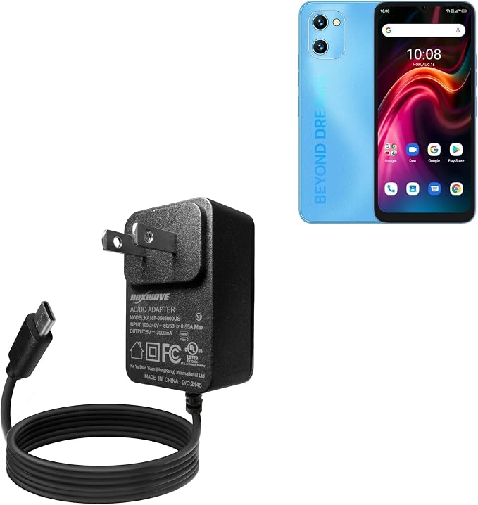 BoxWave Charger Compatible with Umidigi C1 Max - Wall Charger Direct (15W) Rapid Charge Your Device with Built-in 3ft Cable