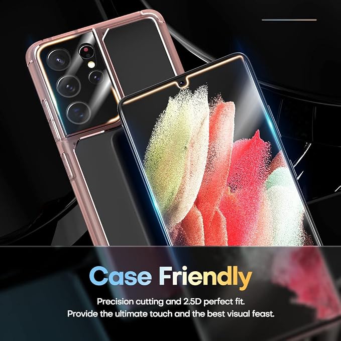 TAURI [Designed for Samsung Galaxy S21 Ultra 5G 2 Pack Flexible TPU Screen Protector + Camera Lens Protector Support Fingerprint Unlock Easy Installation Bubble Free]