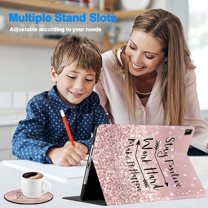 for iPad mini Case iPad mini 1 2 3 4 5 Case and Coasters Set PU Leather Folio Case Smart Cover with Stand &amp Auto Wake Sleep for iPad mini 5/4/3/2/1 - Flame Soccer