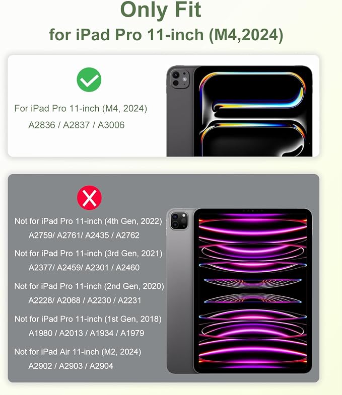 Rotating Case for iPad Pro 11 inch 2024 5th Generation (M4) with Pencil Holder 360 Degree Rotating Stand for Portrait/Landscape/Hanging Modes Ultra-Light Protective Case with Stable Stand Green