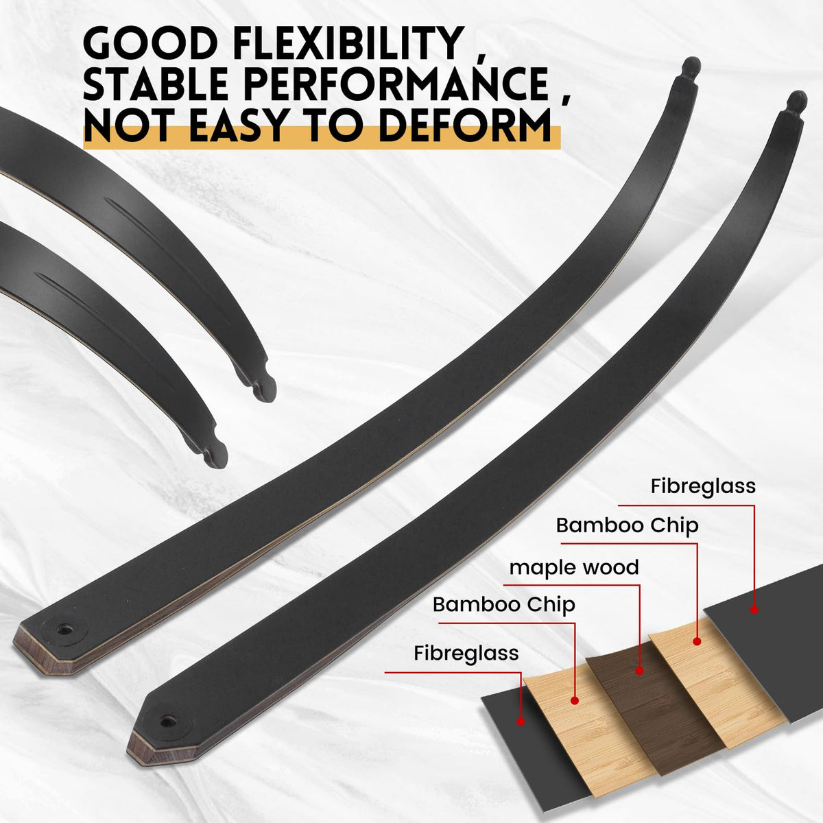 Obert Original Black Hunter Archery Takedown Recurve Bow 58inch with Bamboo Core Limbs Hunting Target Practice