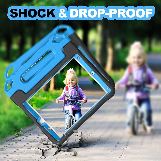 YIHE Kids Case for iPad 10.2 9th/8th/7th Gen Pro 10.5 &amp Air 3 BlackBlue | Full Body Shockproof Protective Cover Handle Stand Built-in Screen Protector Fun Colors