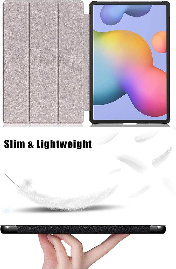 Case for Samsung Galaxy Tab S8 Plus 12.4 2022/S7 FE 2021/S7 Plus 2020 (SM-X800/X806/T730/T733/T736/T738/T970/T975/T976) Lightweight Tri-Fold Stand Thin Cover Auto Wake/Sleep Almond Blossom