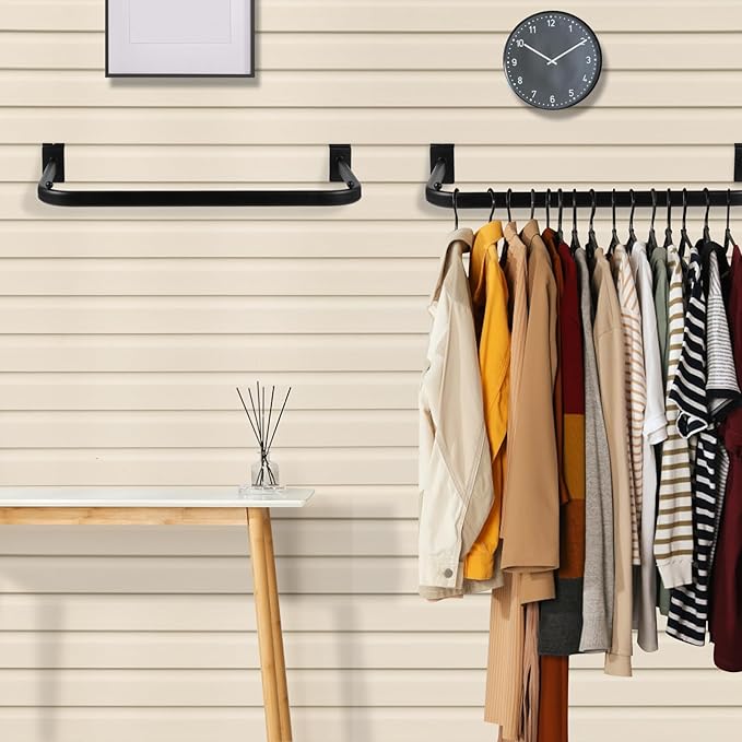Polmart Slatwall Steel U-Shaped Hanger Rail, Black (U-Shape, 4-Pack)