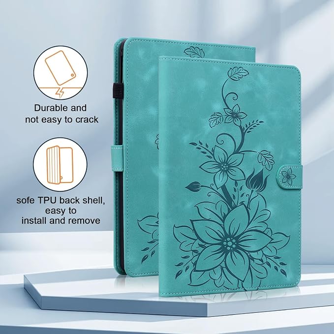 Case for All-New Amazon Fire HD 10 and 10 Plus Tablet (13th/11th Generation 2023/2021 Release) Magnetic Clasp Stand Leather Case with Pen Holder Blue