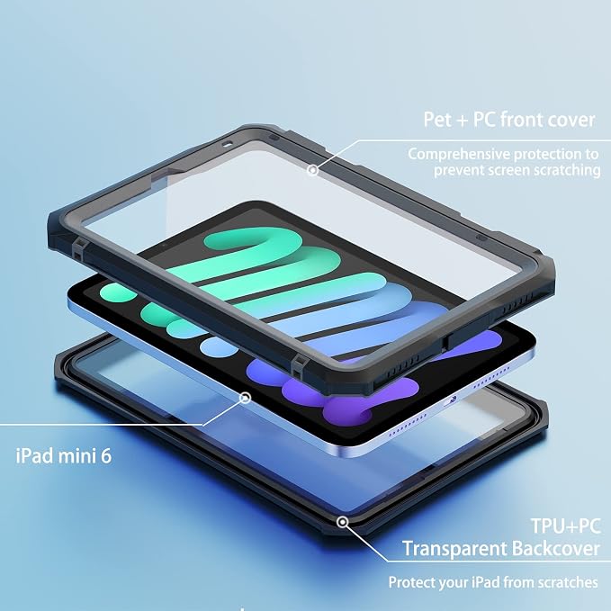 10.2 Waterproof Case Compatible with iPad 9th 8th 7th Generation 2021/2020/2019 Built-in Screen Protector with Strap Stand Pencil Holder Full Body Heavy Duty Protective Shockproof