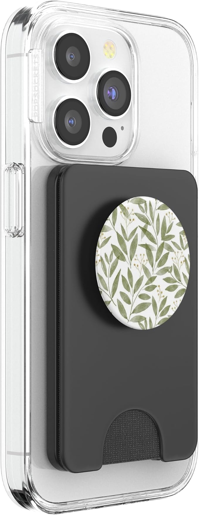 Green Botanical Leaf Pattern PopSockets PopWallet for MagSafe
