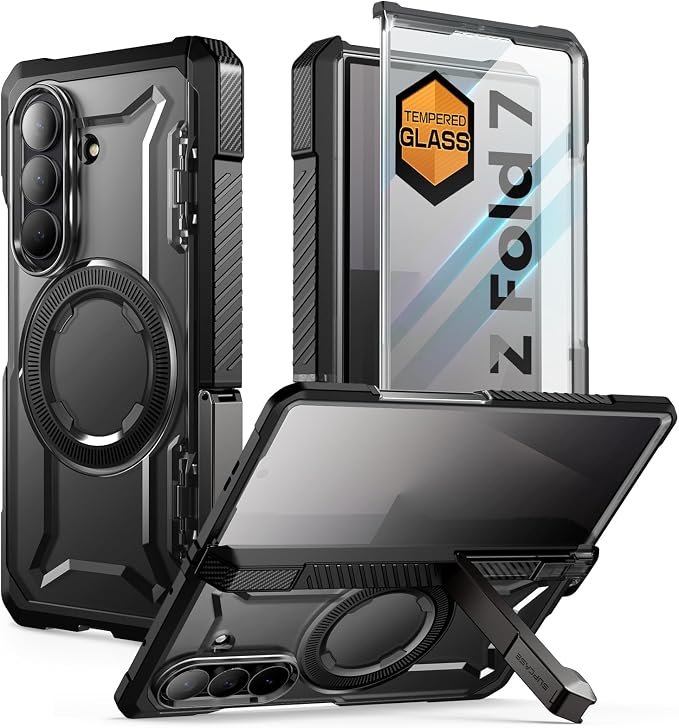 SUPCASE for Samsung Galaxy Z Fold 7 Case with Kickstand Azure | Compatible with MagSafe Tempered Glass Screen Protector Military-Grade Protection Hinge Coverage Unicorn Beetle Grip