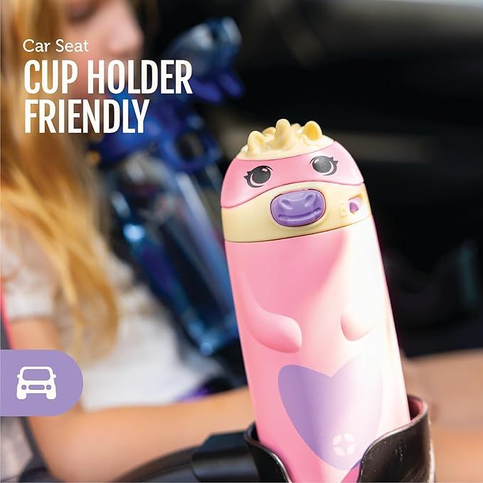 Ello Ellies 12oz Vacuum Insulated Stainless Steel Kids Water Bottle with Straw and Built-in Carrying Handle and Leak-Proof Locking Lid for School Backpack, Lunchbox and Outdoor Sports, Dog