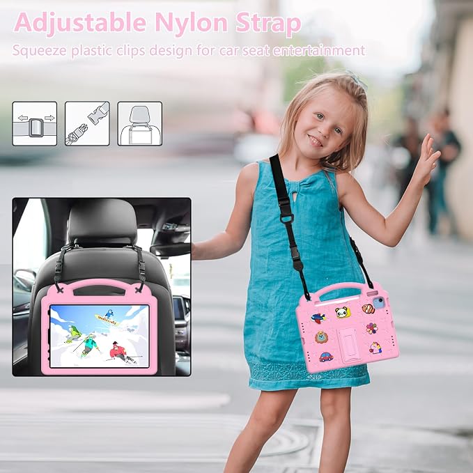 YRH Kids Case for iPad A18 (2026) Gen 12 / for iPad A16 (2025) with Strap Handle Stand EVA Shockproof Cover for iPad 12th Generation 11'' Blue