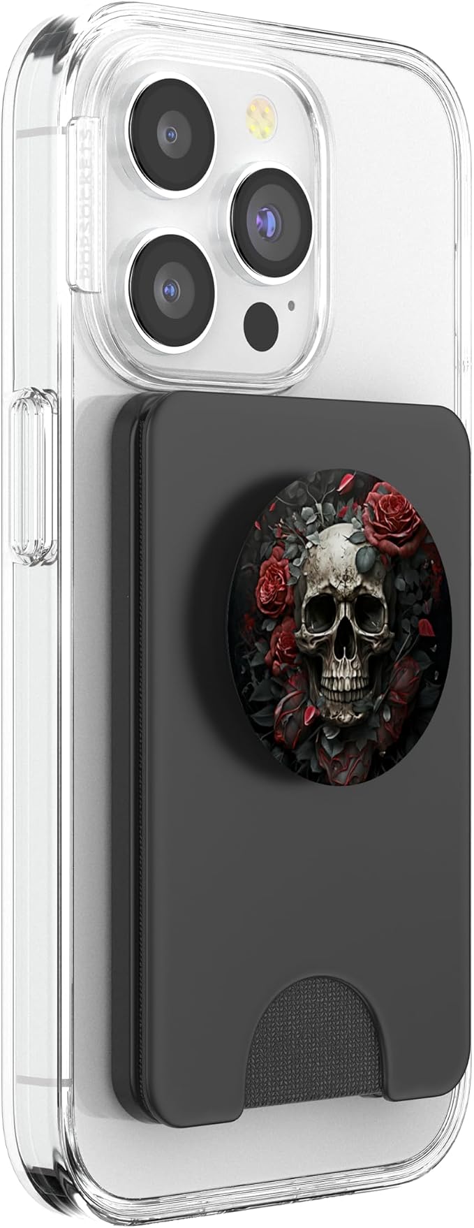 Skull Floral Wild Roses Pattern Flowers Skull PopSockets Adhesive PopGrip