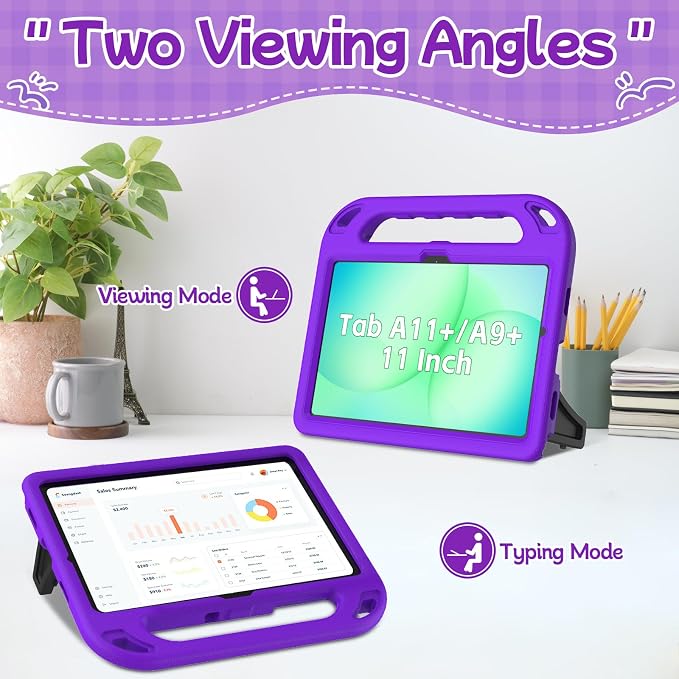 BMOUO Kids Case for Samsung Galaxy Tab A11+ Plus 11” 2026/A9+ Plus 2023 11 inch Tablet with Screen Protector Shockproof Lightweight Stand Handle Galaxy Tab A11 Plus/A9 Plus Case for Kids Black