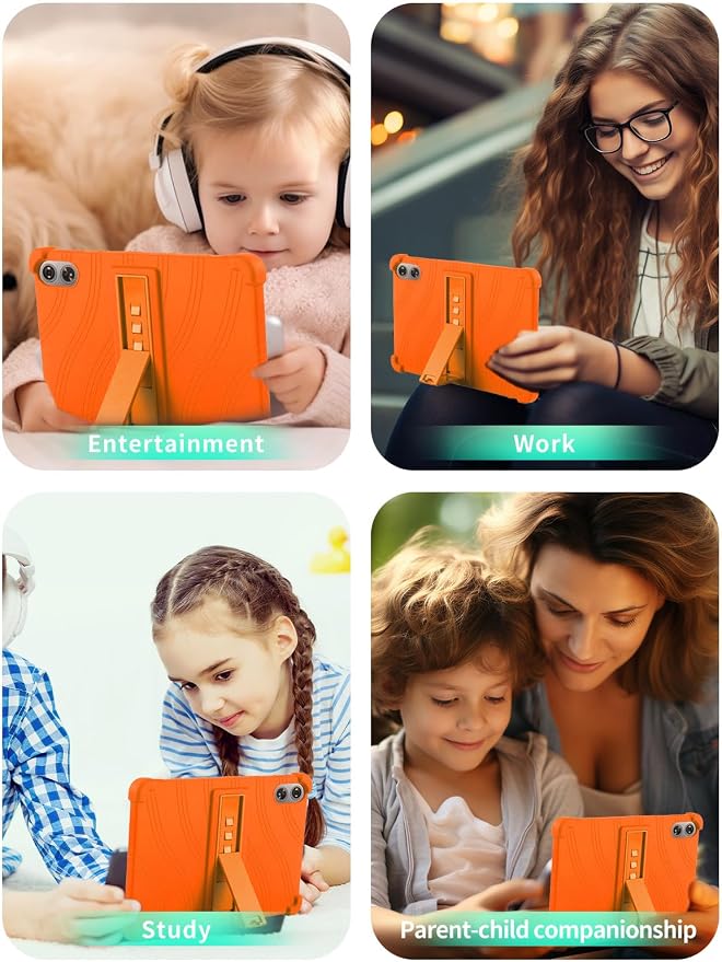 Case for Odea A12 Android 15 Tablets 12 Inch Tablet 2025- Soft Silicone Shock Proof Lightweight Stand Rubber Shell Protective CoverKids Friendly Soft Silicone Adjustable Stand CoverBlack