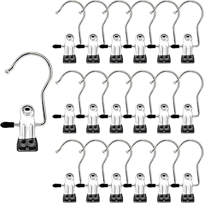 Boot Hangers Clips, 100 Pack Black Laundry Hooks Hanging Clips Clothes Pins Closet Hanger Organizer Clamps Socks Towel Clips