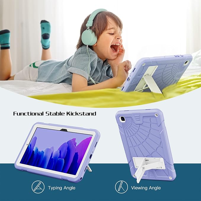 TSQQST Samsung Galaxy Tab A7 Lite Case 8.7 Inch 2021 for Kids | SM-T220/T225/T227 Full Body Protective Shockproof Rugged with Stand+Shoulder Strap Black