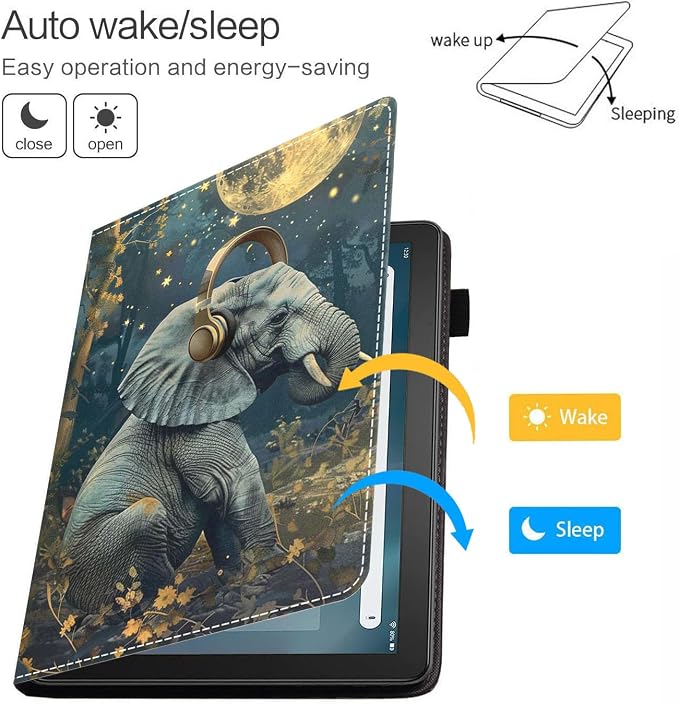 Case for Amazon Fire HD 8/Fire HD 8 Plus Tablet (12th/10th Generation 2024/2022/2020 Release) Premium PU Leather Cover with Auto Sleep Wake African Women