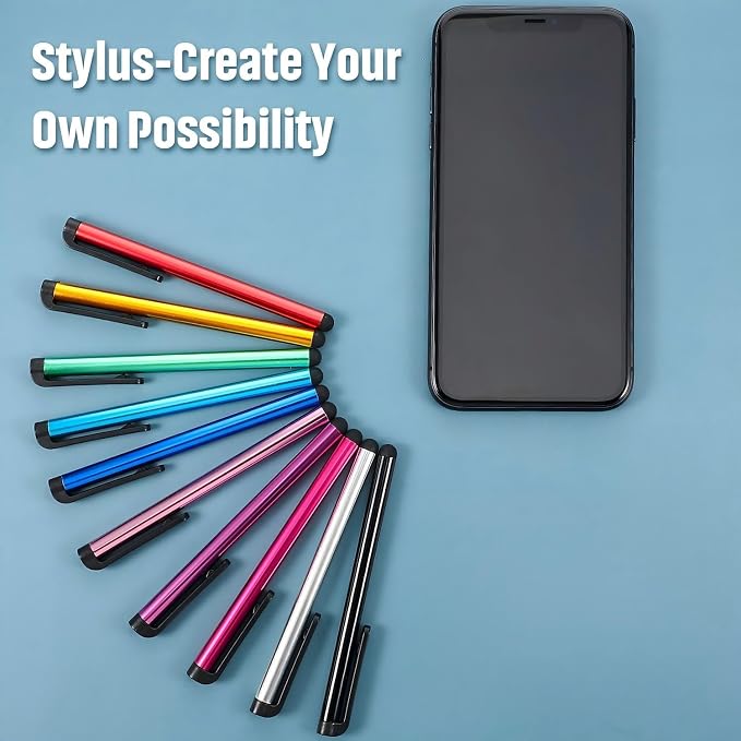 Outus 60 Pieces Stylus Pens Slim Capacitive Stylus Touch Pens for Universal Touch Screens Devices Compatible with iPhone iPad Tablet (10 Colors)