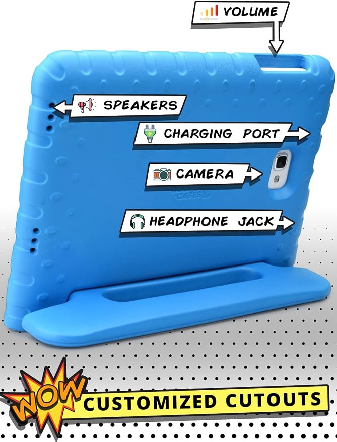 Cooper Dynamo [Rugged Kids Case] Protective Case for Samsung Tab A 10.1 (2016) T580 T585 only | Child Proof Cover with Stand Handle Screen Protector (Blue) NOT FIT with P580 P585 and 2019 Released