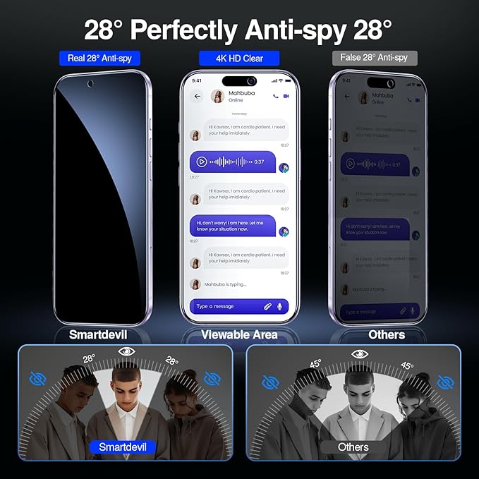 SMARTDEVIL (3+3 Pack HD Clear Screen Protector for iPhone 14 Pro Max with 3 Camera Lens Protectors 9H Tempered Glass Shatter-Resistant SmartPull Dust &amp Bubble-Free Install Frame Case-Friendly