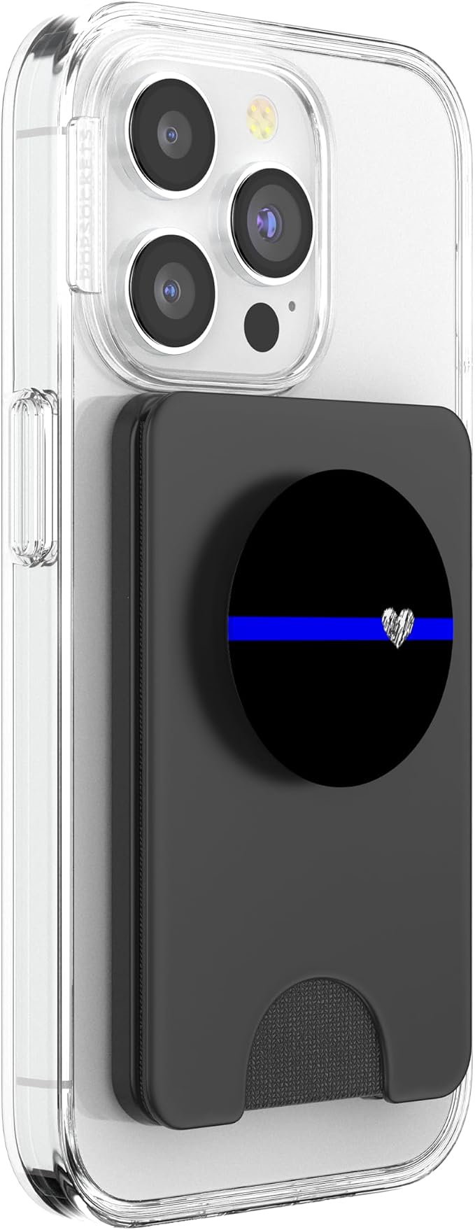 Fallen officer remembrance thin blue line design with Heart PopSockets Adhesive PopGrip