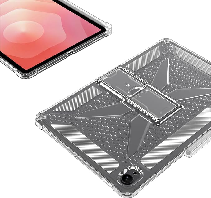 Clear Case for Samsung Galaxy Tab A11 8.7 2025 with Pencil Holder/Kickstand Soft TPU with Reinforced Corners‌ Shockproof Impact Resistant - Clear