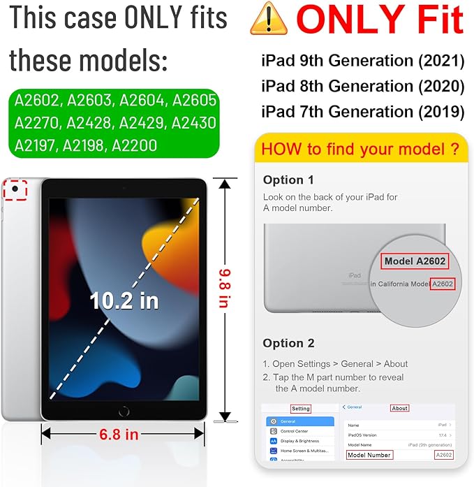 Fintie Shockproof Case for iPad 9th / 8th / 7th Generation 10.2 Inch | Slim Frosted Hard Back Cover Multi-Angle Viewing Built-in Kickstand &amp Pencil Holder Anti-Scratch Black