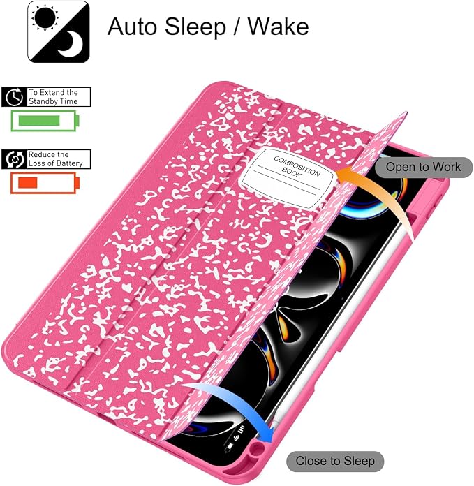 Soke Case for iPad Pro 11 Inch (M5 2025/M4 2024) - Book Black | Built-in Apple Pencil Slot Auto Sleep/Wake Lightweight Protective Cover