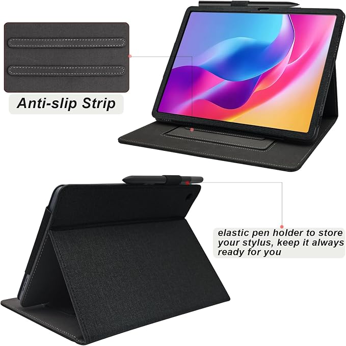 Hand Strap Case for 10.1 TCL TAB 10 Gen 4 (Model: 8483A) Tablet PU Leather Bidirectional Multi-Angle Stand Cover with Auto Sleep &amp Wake/Elastic Pen Holder (Black)