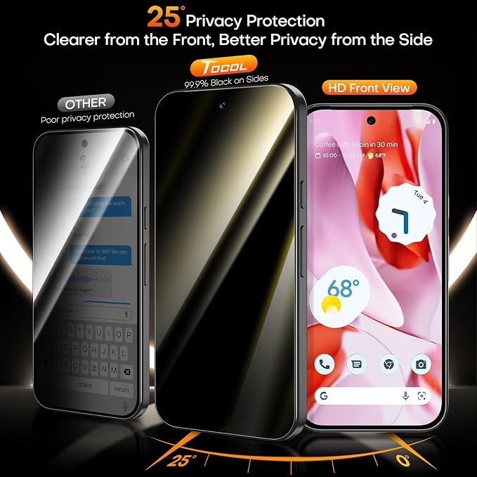 TOCOL for Pixel 2026 Screen Protector Clear | Easy Installation Bubble-Free 9H+ Tempered Glass 11FT Military Grade Shatterproof Anti-Scratch Case Friendly HD 2 Pack